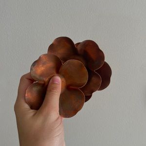 Set of Three Copper Handmade Ashtrays or Candle Holders